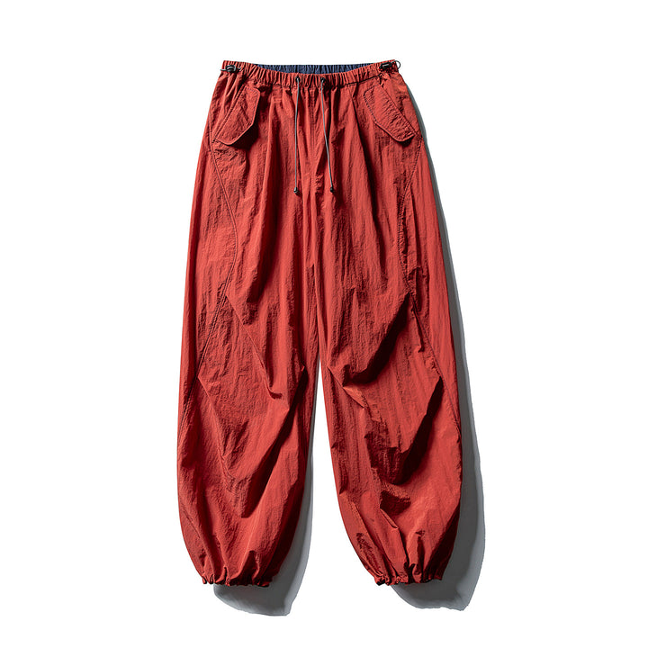 Unisex Wide Utility Pants with Balloon Silhouette, Elastic Drawstring Waistband and Cuffs Amarae