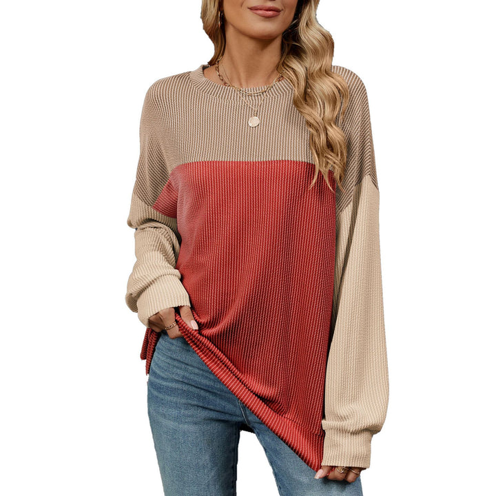 Women's sweatshirt with a trendy ribbed design and contrasting color sleeves Lune London