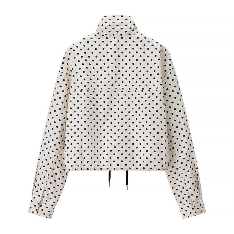 Ladies Two-Piece Polka Dot Linen Blend Set with Boxy Cropped Jacket and High Waist Shorts Amarae