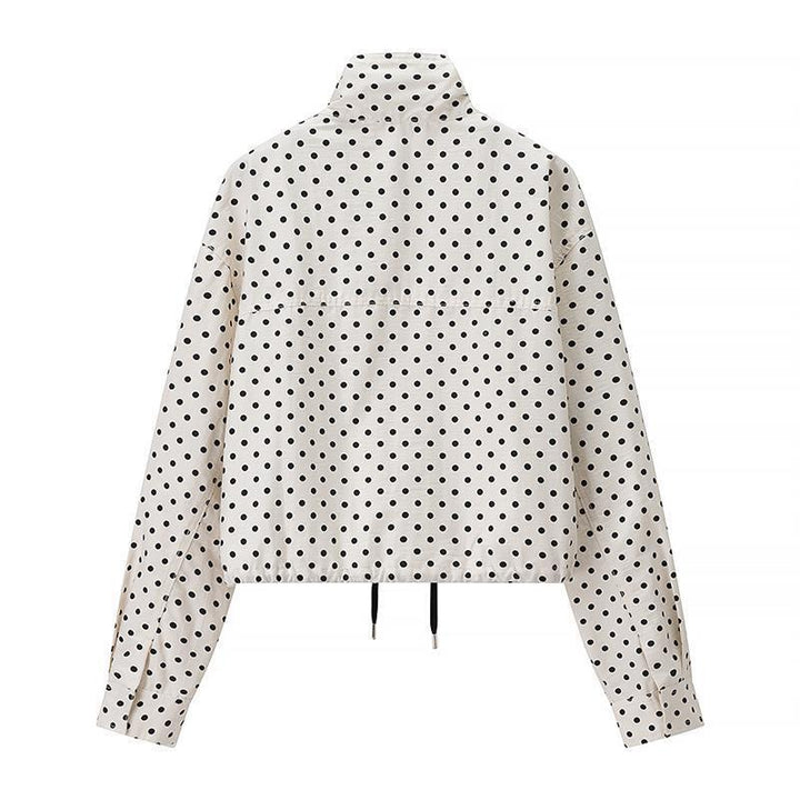 Ladies Two-Piece Polka Dot Linen Blend Set with Boxy Cropped Jacket and High Waist Shorts Amarae