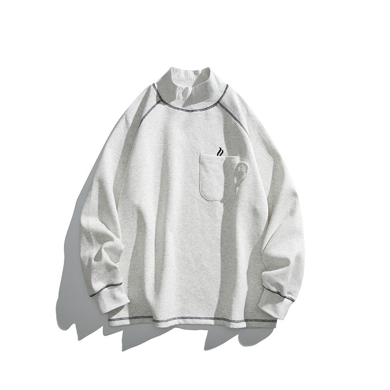 Unisex Oversize-Half-Collar Sweatshirt with Raglan Sleeves and Brust Pocket Amarae