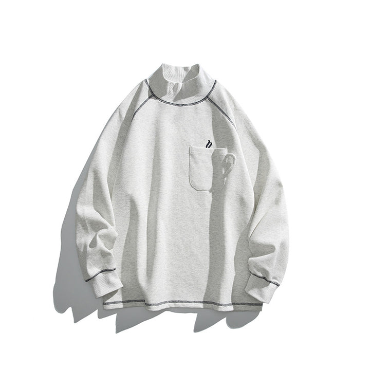 Unisex Oversize-Half-Collar Sweatshirt with Raglan Sleeves and Brust Pocket Amarae