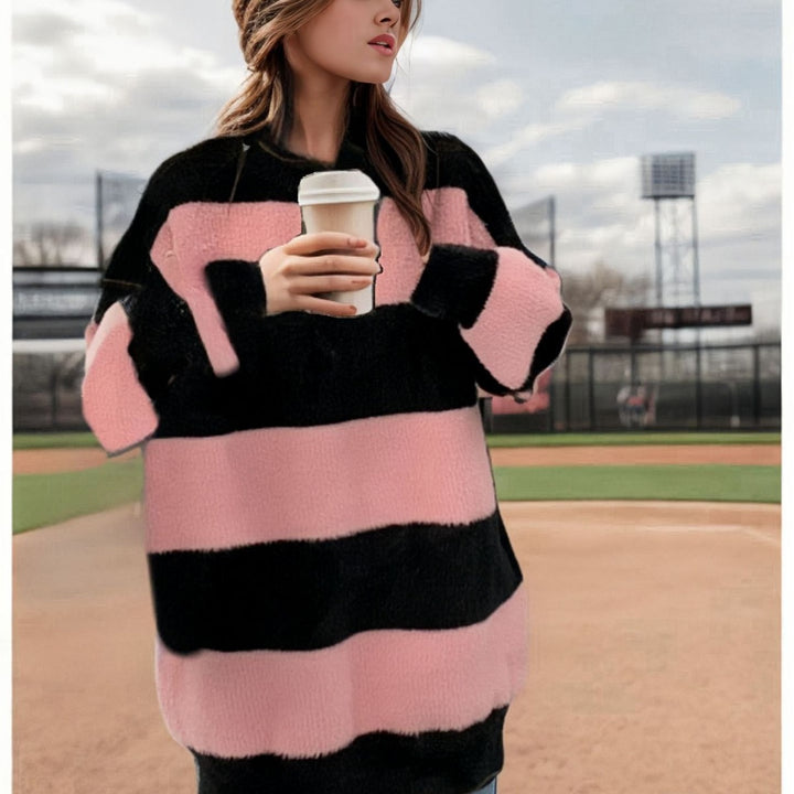 Ladies decorative striped sweater Lune London