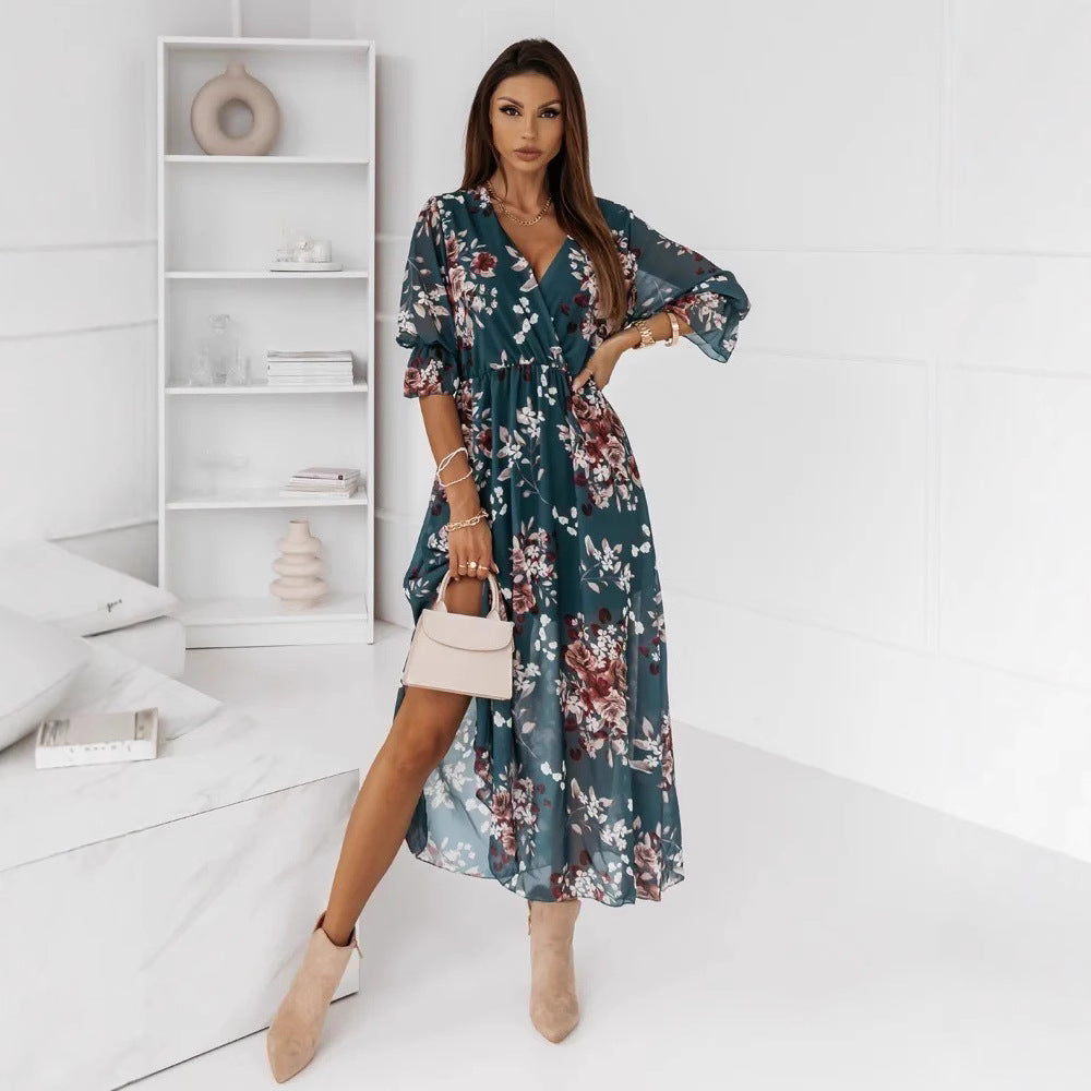 Lune London High Slit Floral Maxi Dress for Women