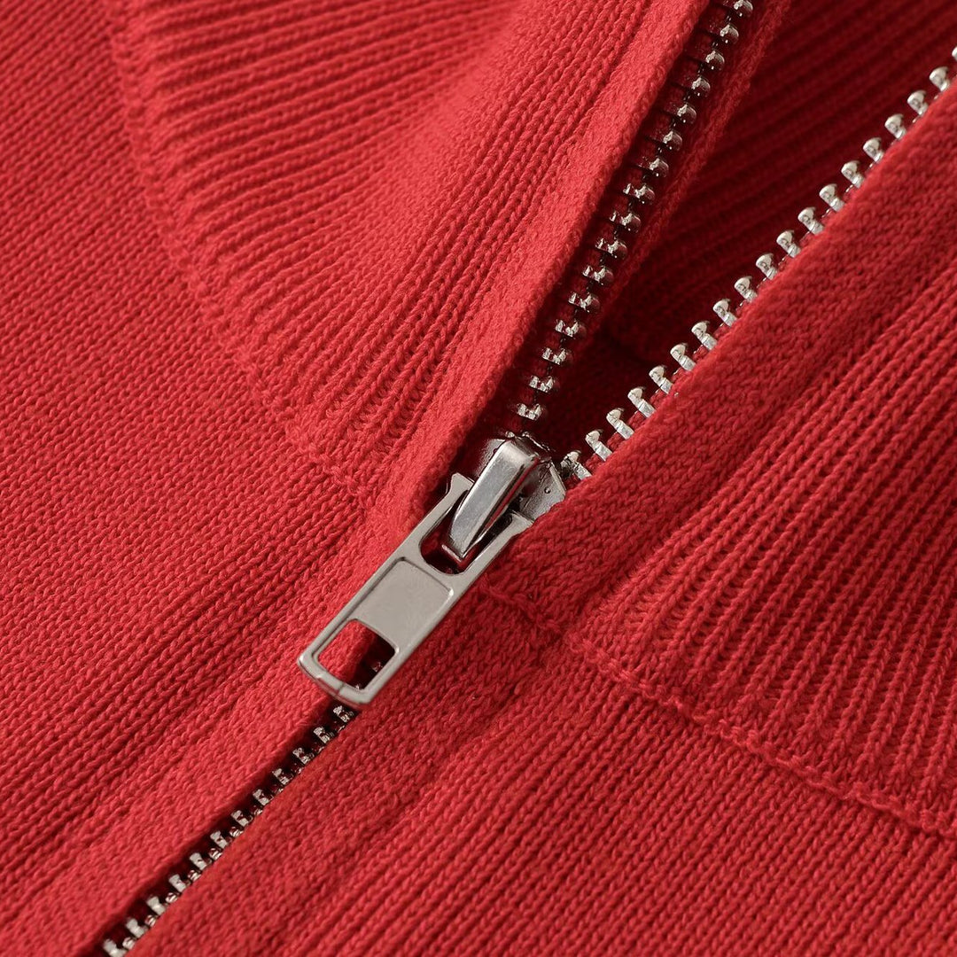 Women's Relaxed Half-Zip Fine Knit Sweater with Stand Collar and Dropped Shoulder Amarae