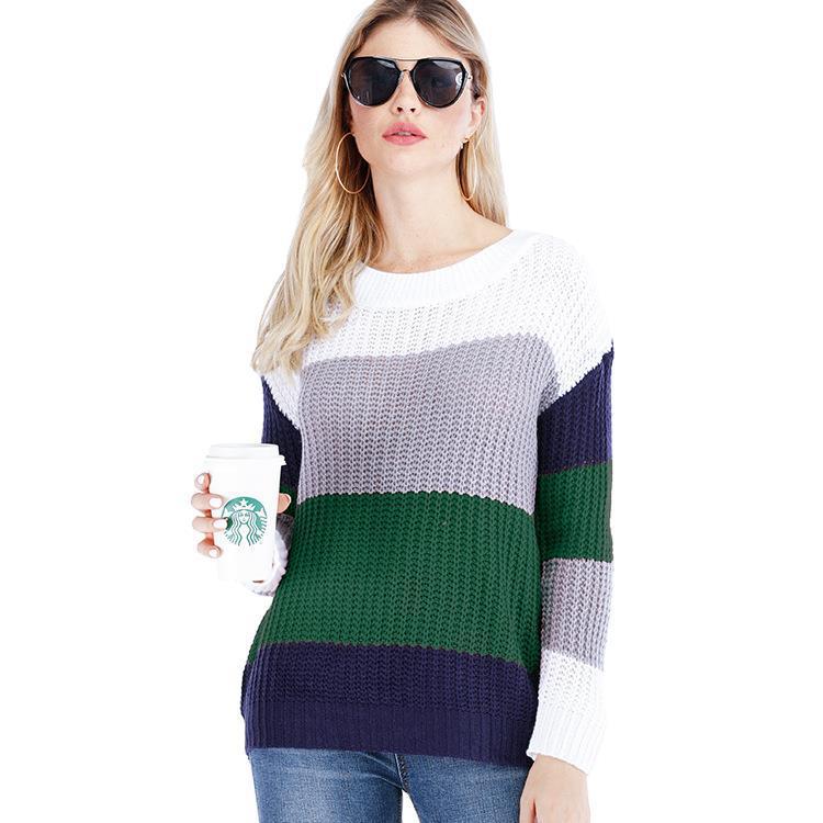 Thick knit sweater for women with a modern striped pattern and a relaxed fit Lune London