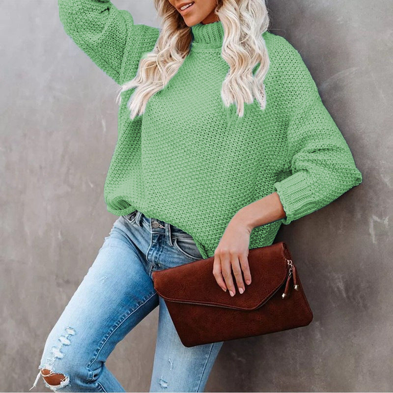 Pull en tricot épais pour femme avec col roulé et coupe décontractée Chic & Stil
