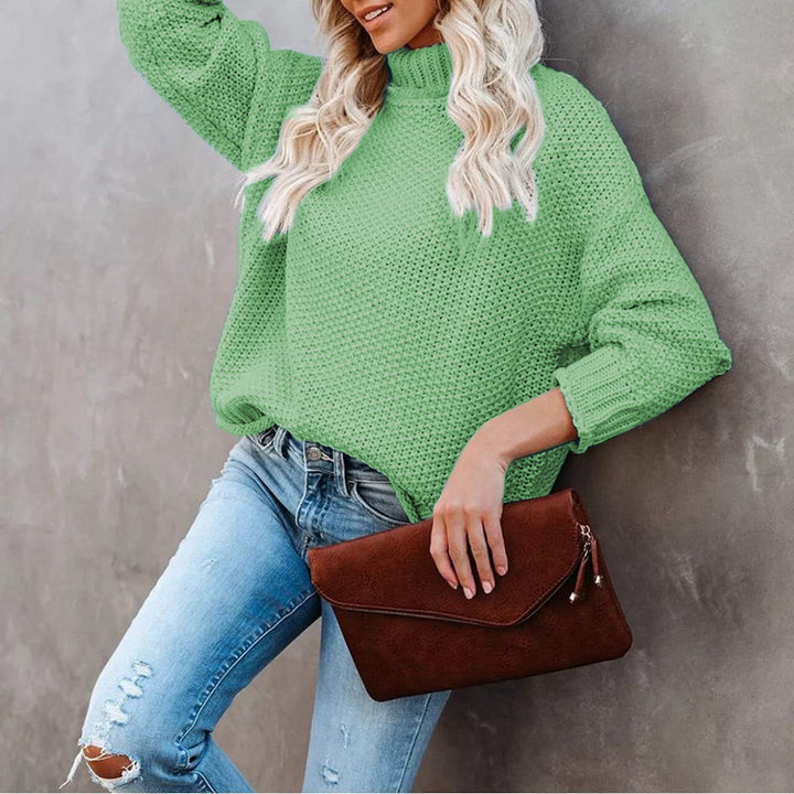 Pull en tricot épais pour femme avec col roulé et coupe décontractée Chic & Stil
