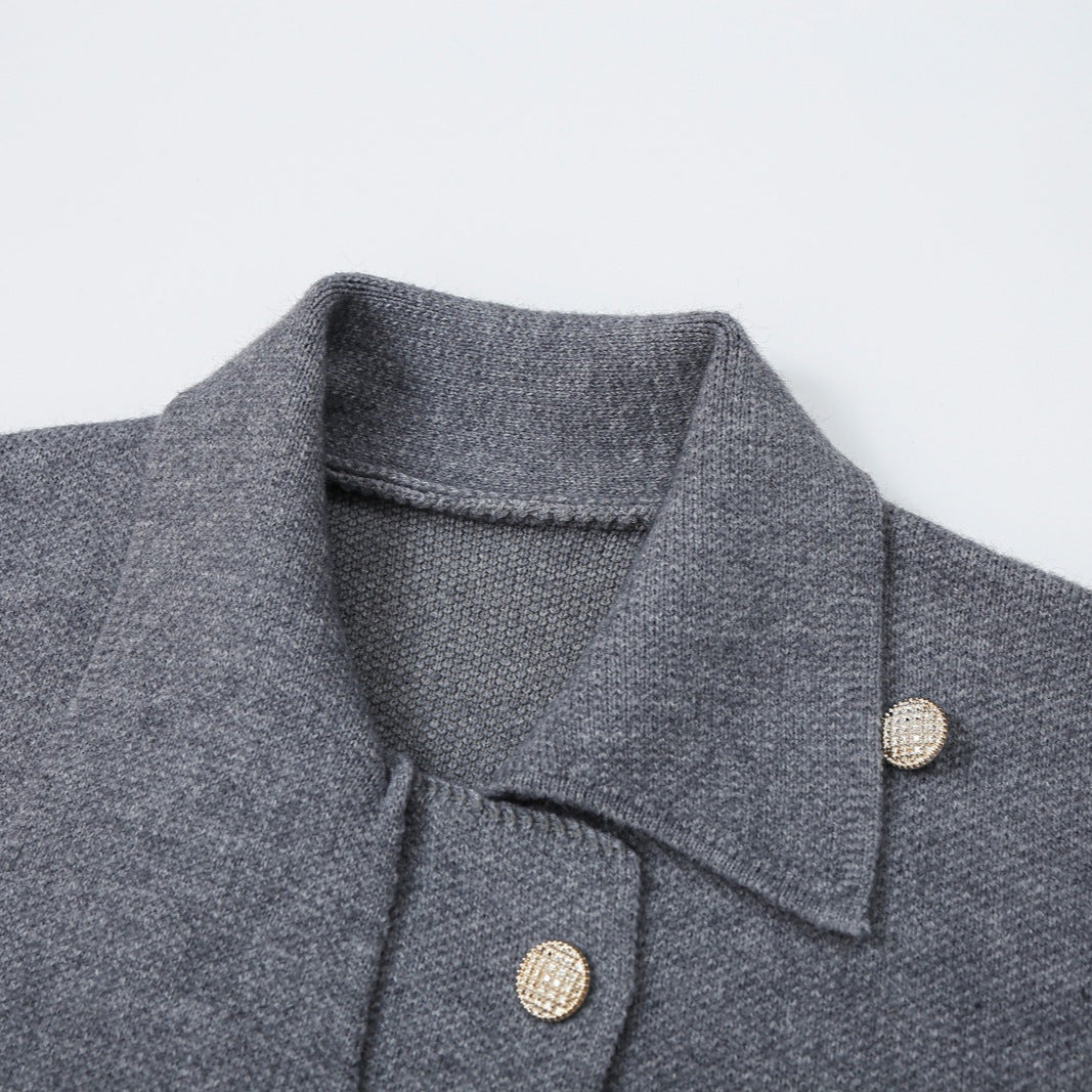 Women's Short Blouson Coat in Cocoon Cut with Asymmetrical Shawl Collar and Waist Belt Amarae