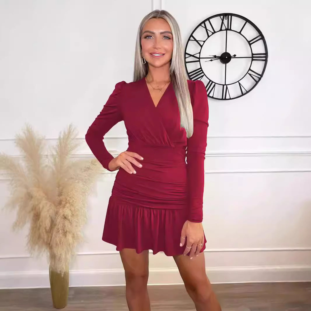 Women's wrap dress with ruffles and long sleeves Lune London