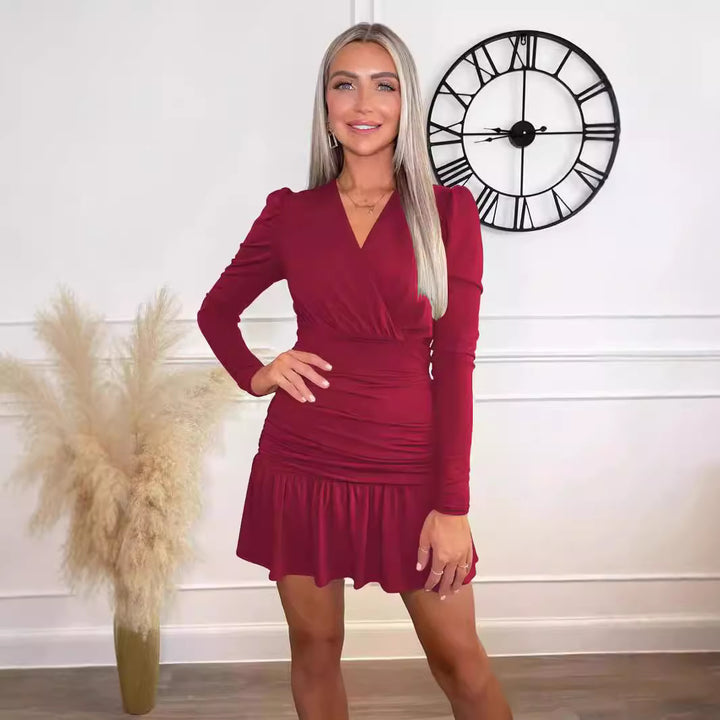 Women's wrap dress with ruffles and long sleeves Lune London
