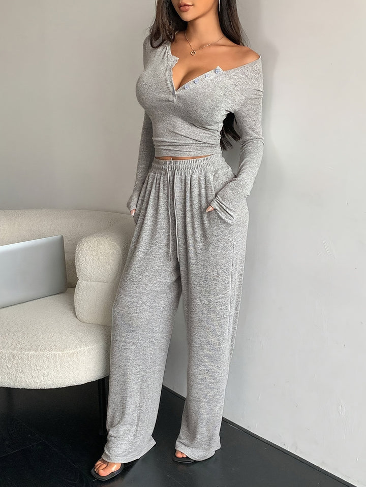 Lune London comfortable blouse and wide jogger pants set for ladies