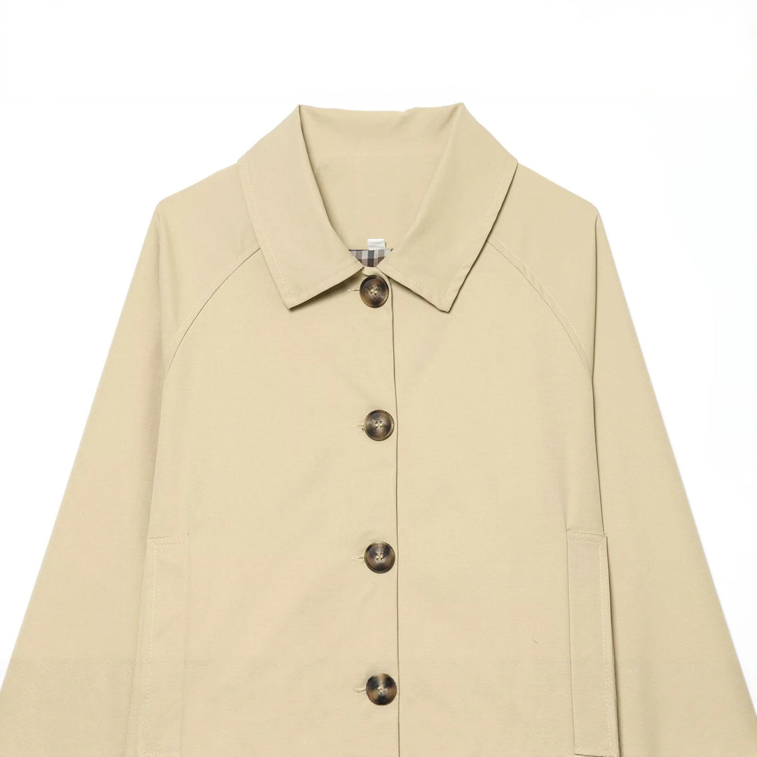 Ladies Cropped Transition Jacket with Raglan Sleeves and Horn Button Placket Amarae