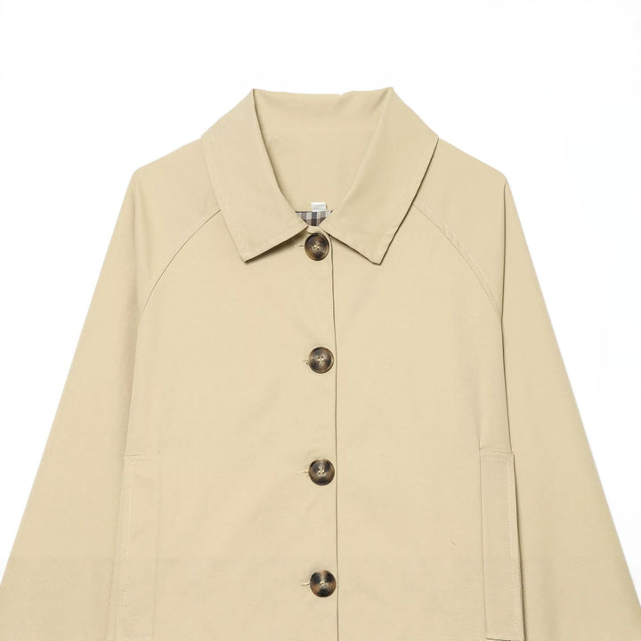 Ladies Cropped Transition Jacket with Raglan Sleeves and Horn Button Placket Amarae