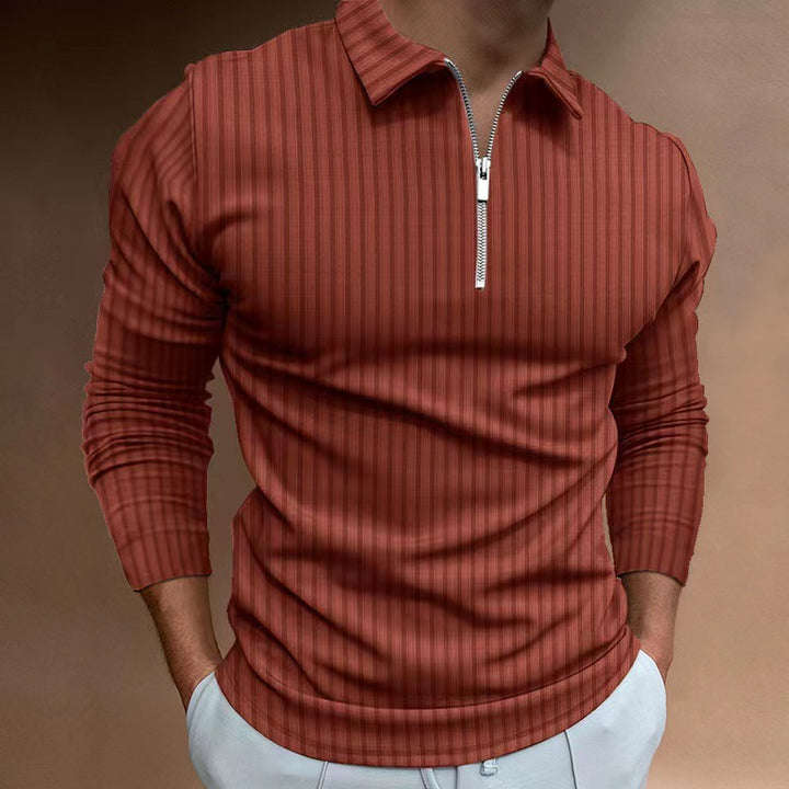 Men's long sleeve polo with trendy zip closure Lune London