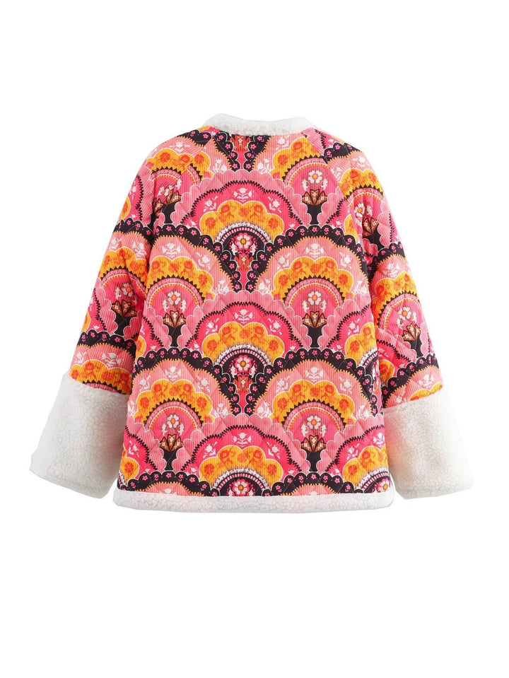 Quilted Transition Jacket for Women with Floral Pattern and Cozy Fleece Lune London