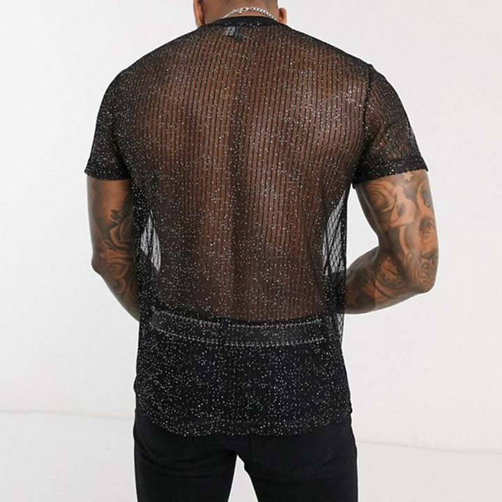 Men's High-Quality Mesh T-Shirt with Glittering Effect Lune London