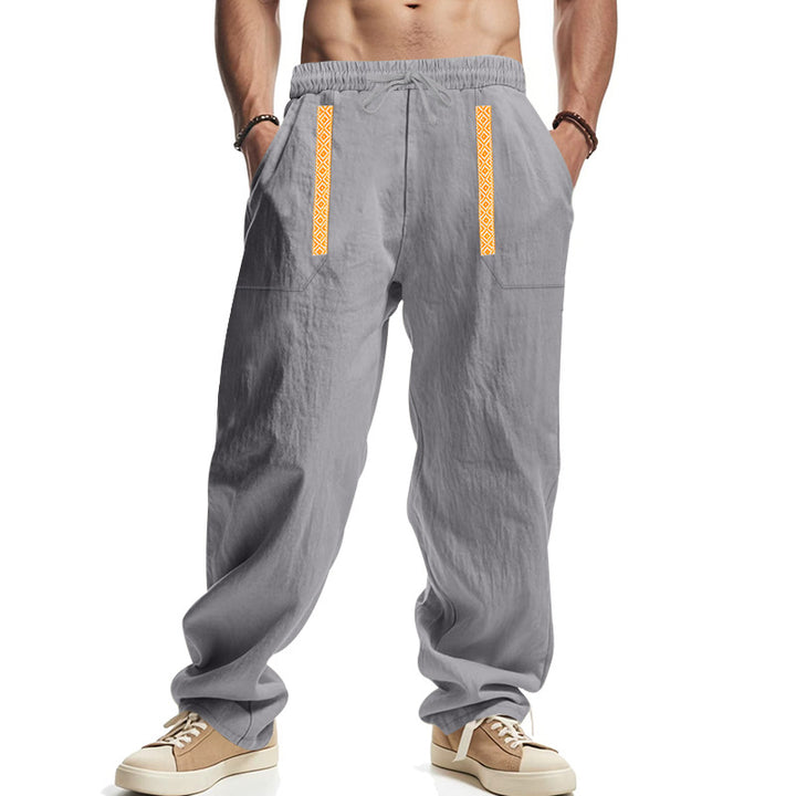 Casual linen cargo pants for men with practical side pockets and elastic waistband Lune London