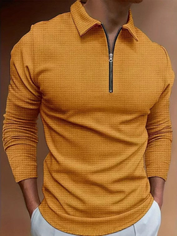 Men's long sleeve t-shirt with modern high collar and stylish zipper Lune London