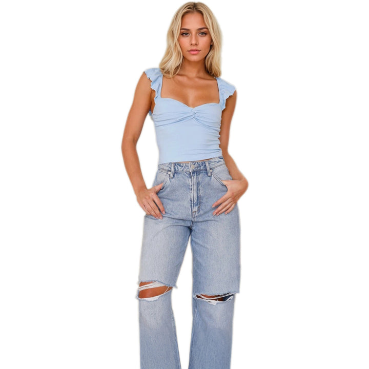 Haut ajusté pour femmes avec des détails de volants romantiques Chic & Stil
