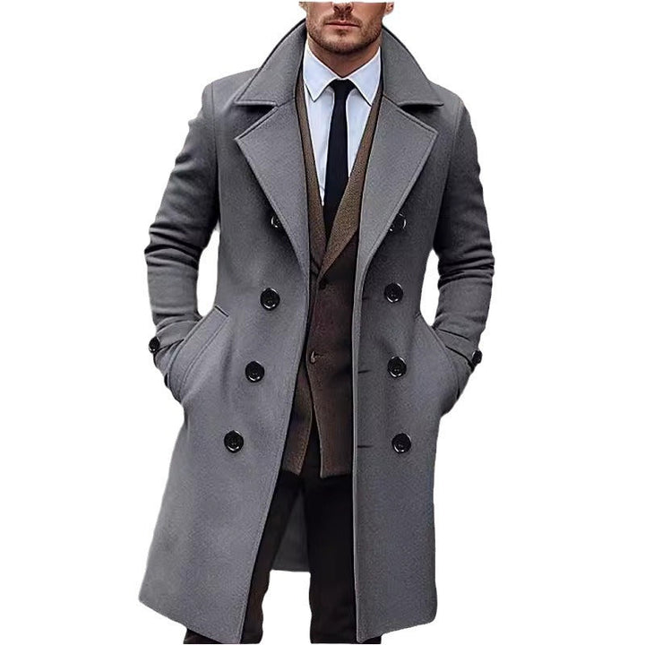 Men's Double-Breasted Wool Coat with Classic Cut and Elegant Details Lune London
