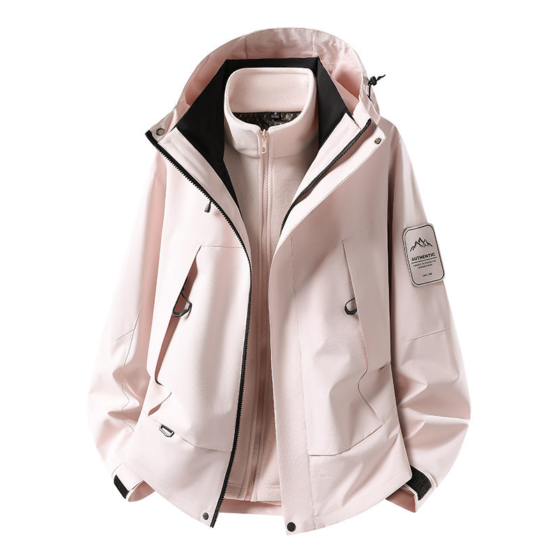Unisex waterproof two-layer softshell rain jacket with removable fleece lining and hood Amarae