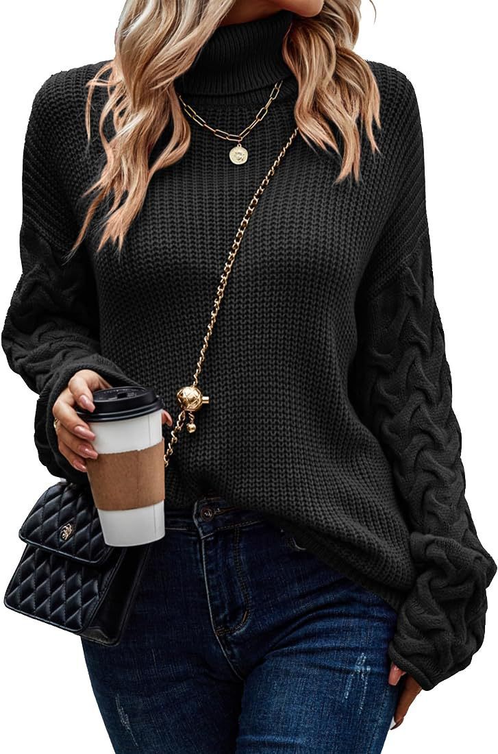 Thick knit sweater for women with a modern cable design and a high collar Lune London