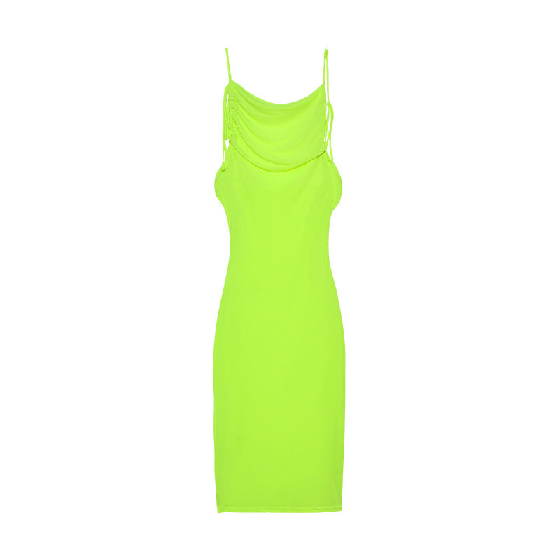 Fitted dress with ruffles for women with adjustable straps Lune London