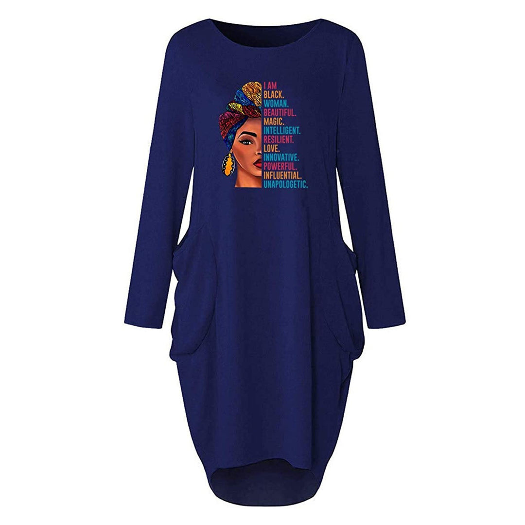 Dress for women with a casual cut and a creative pattern and practical pockets Lune London