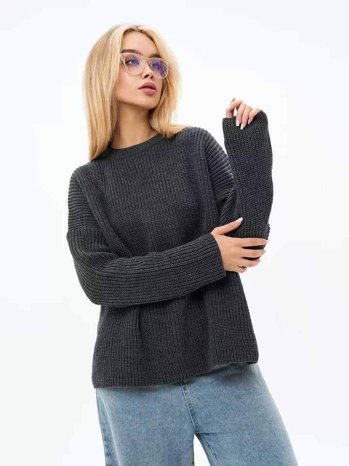 Pull en tricot épais pour femmes avec une coupe ample et un design texturé Chic & Stil