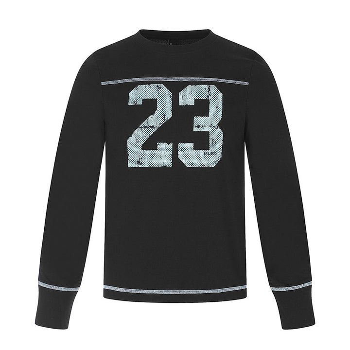Men's Long Sleeve Sweatshirt with Crew Neck and Sporty Number Print Amarae