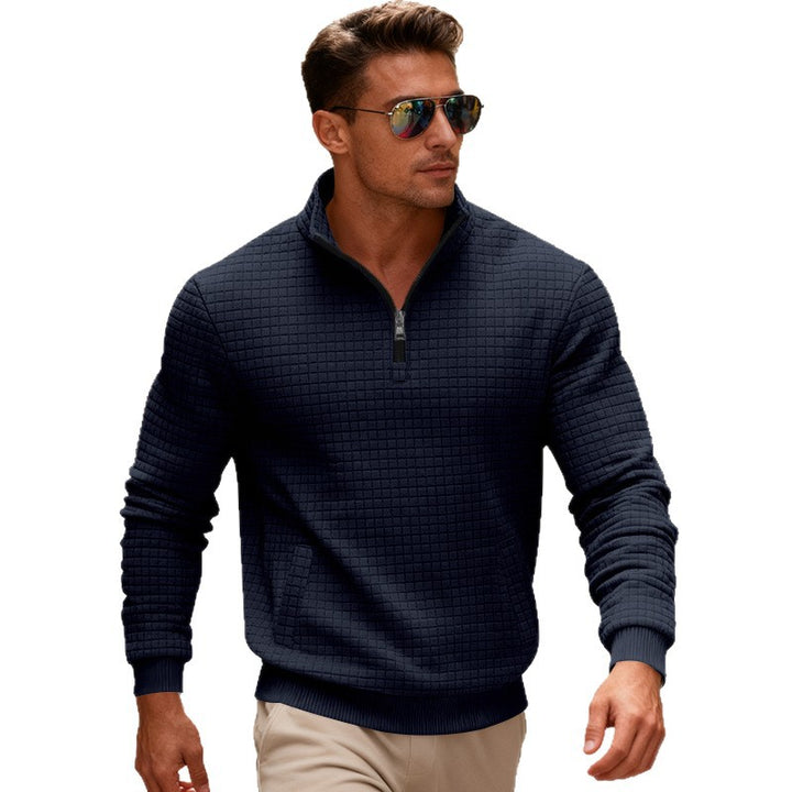 Men's fleece pullover with high collar and practical zipper Chic and style