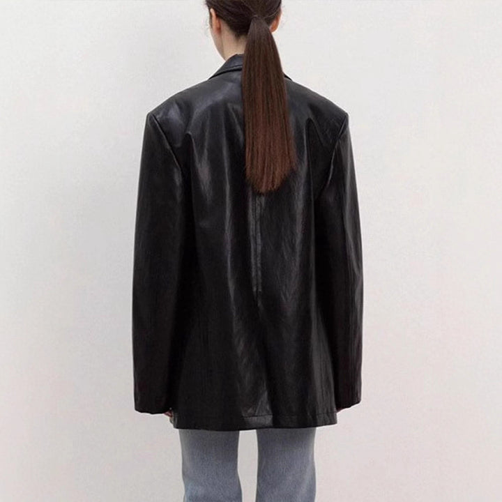 Women Elegant and versatile leather jacket with oversized style Lune London