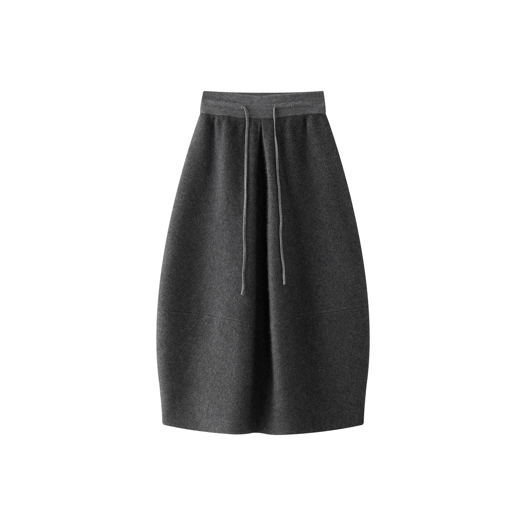 Women's High-Waisted Midi Skirt made of Fine Knit with Drawstring and Wrap Look Amarae