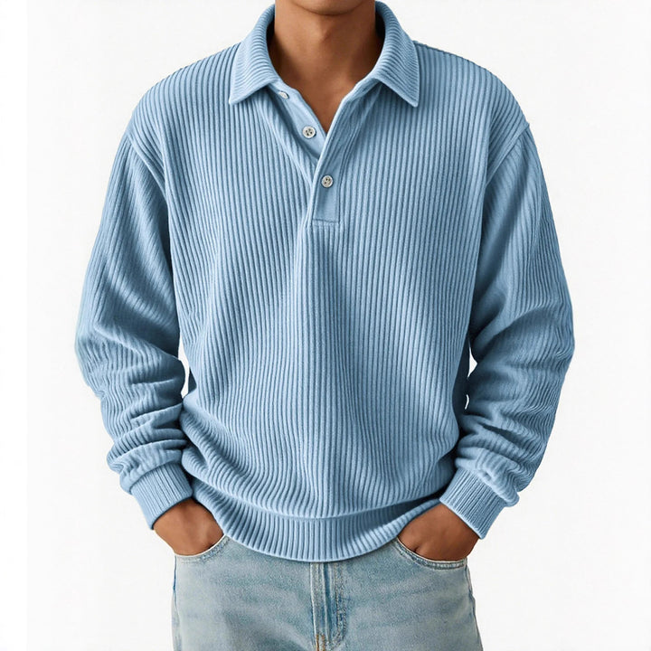 Men's polo with ribbed texture and classic collar Lune London