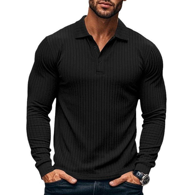 Men's Long Sleeve Henley Shirt with Ribbed Texture Pattern Lune London