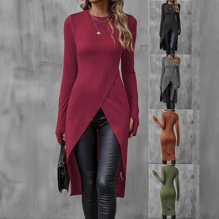 Asymmetrical long t-shirt for women with an elegant draped effect Lune London