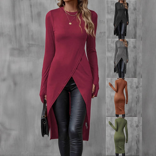 Asymmetrical long t-shirt for women with an elegant draped effect Amarae