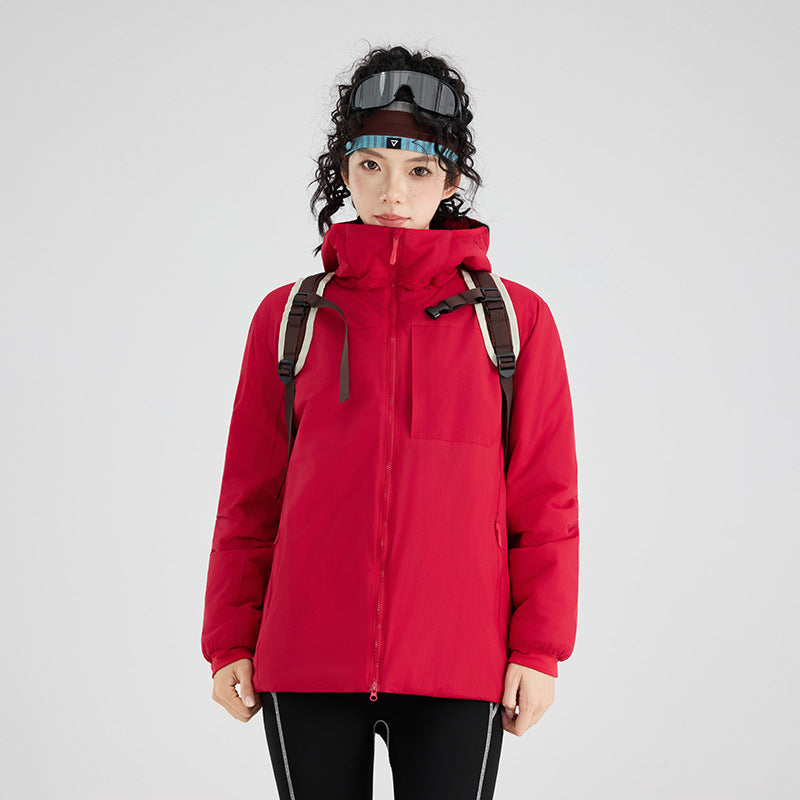 Women's Insulated Outdoor Quilted Jacket with Hood, Chest Yoke and Elastic Cuffs Amarae