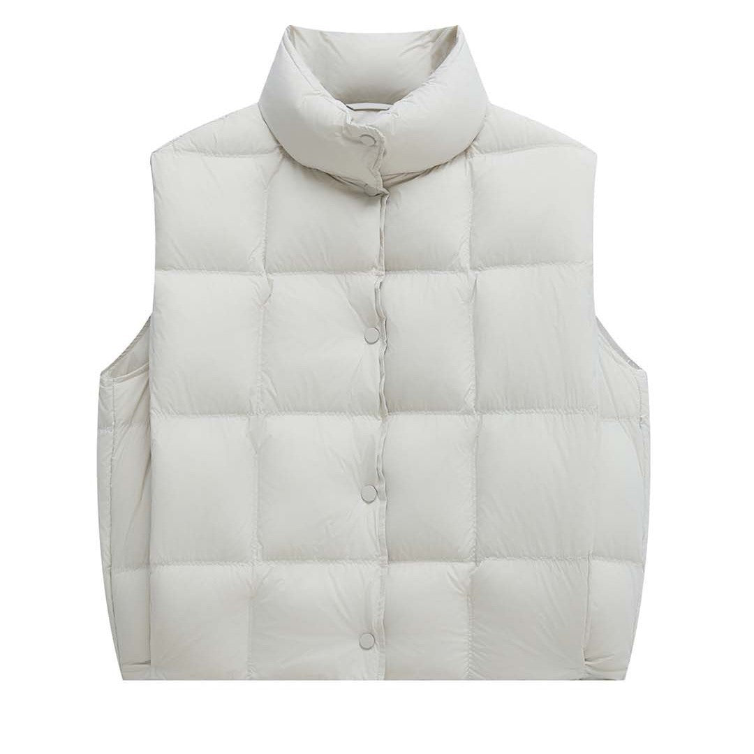Women's lightweight quilted vest with high collar and snap button placket Amarae