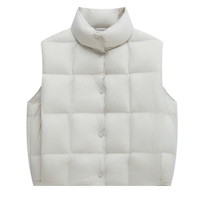 Women's lightweight quilted vest with high collar and snap button placket Amarae