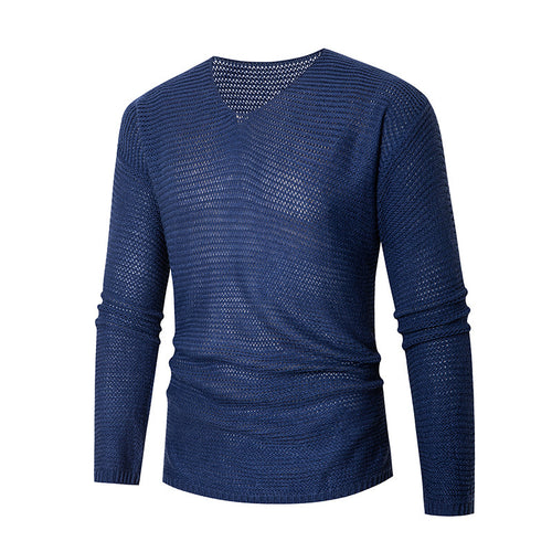 V-neck knit pullover for men in breathable material Amarae
