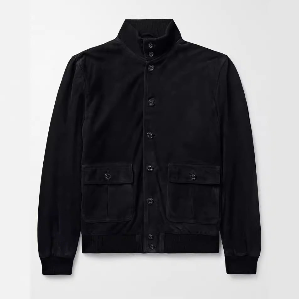 Suede leather jacket for men with structured design Lune London
