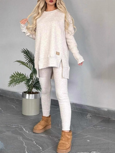 Ladies Casual Long Sleeve Asymmetrical Cut Sweatshirt with Practical Pockets Amarae