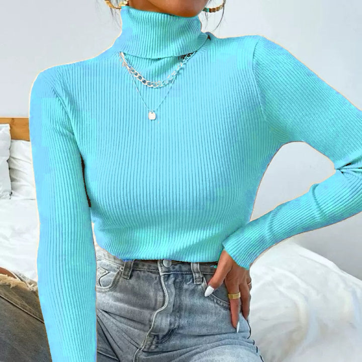 Ladies elegant turtleneck sweater with fine ribbed structure Lune London