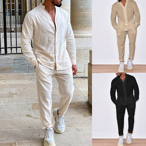 Linen suit for men with a modern cut and a casual chic look and style