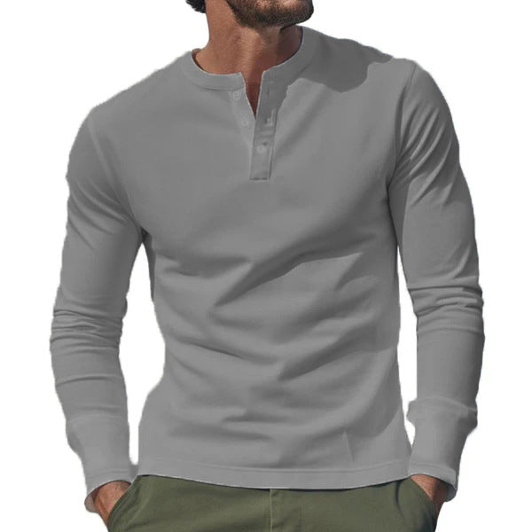 Men's Chic and Stylish Long Sleeve Henley T-shirt