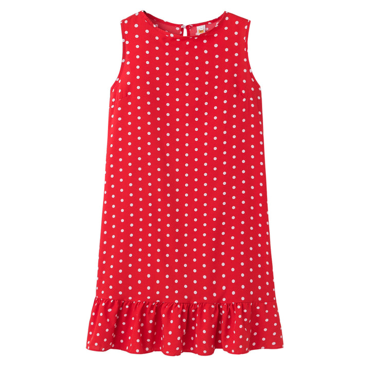 Summer polka dot shift dress for women with ruffle hem Lune London
