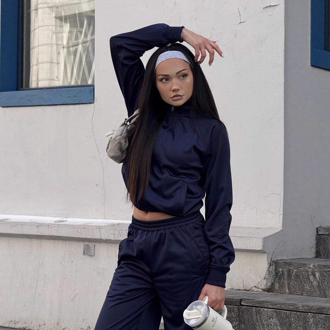 Women's sporty tracksuit with high collar and elastic cuffs Lune London