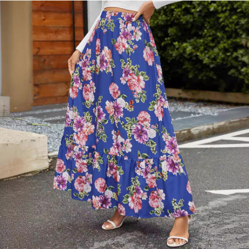 Women Floral Ruffled Maxi Skirt Amarae